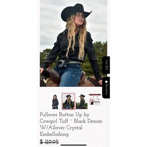 Cowgirl‎ up Black Lacey long sleeve western snap closure shirt size medium